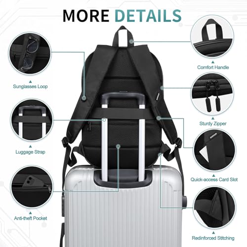 Small Inch Laptop Backpack, Expandable with USB Port, Water-Resistant for Work, College and Travel, Black - color: Black