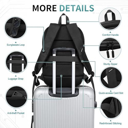 Small Inch Laptop Backpack, Expandable with USB Port, Water-Resistant for Work, College and Travel, Black - color: Black