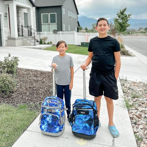 Tilami Rolling Backpack 18 inch Wheeled Laptop Backpack School College Student Travel Trip Boys and Girls (Blue Wave) - color: Blue Wave