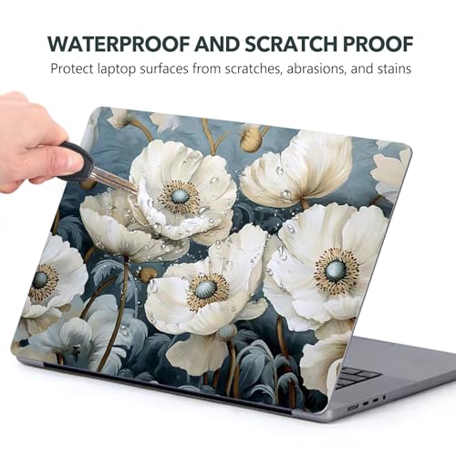AIMSA Laptop Skin Sticker Decal, 13/13.3/14/15/15.4/15.6 inch Laptop Art Decal Universal Cover, Scratch Resistant Notebook Skin Protector, White Flowers - color: White Flowers