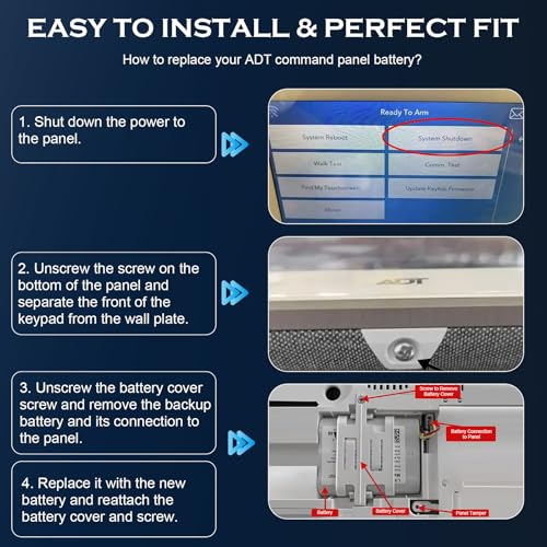 9000mAh Battery 300-10186 Replacement for ADT Command Smart Security Panel ADT5AIO-1 ADT5AIO-2 ADT5AIO-3 ADT7AIO-1, ADT 2X16 AIO Home Security System ADT2X16AIO-1 ADT2X16AIO-2 Battery 3.6V 32.4Wh - size: 2.68*2.17*0.71inch 300-10186
