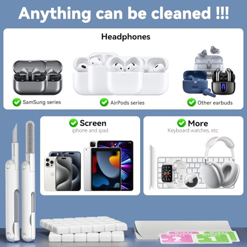 for Airpods Cleaner Kit,Bluetooth Earbuds 3 in 1 Multi-Function Cleaning Pen and Cleaning Putty,for Airpods Pro Phone Charging Port,Earbuds,Headphone, iPod,Case,iPhone,ipad,Laptop (White) - color: white