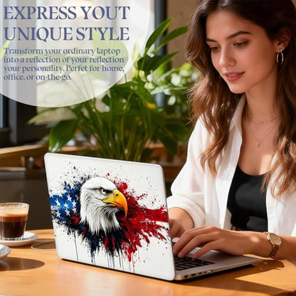 Universal Laptop Skin Sticker Decal,15.6 Inch Laptop Vinyl Cover for 13" 14" 15.6" Laptop,Waterproof Scratch-Resistant Protector Wrap,Reusable with Wrist Pads,American Eagle Flag Splash - color: American Eagle Flag Splash