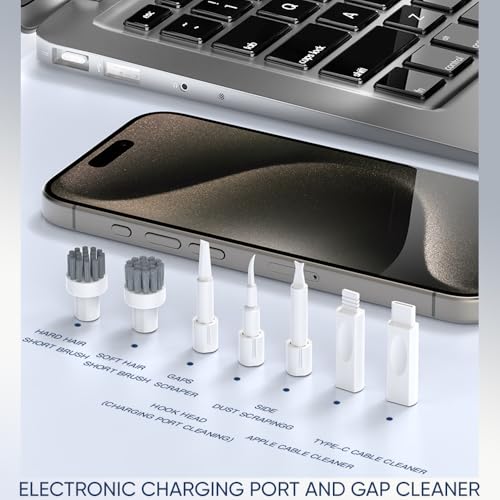 Electronic Cleaning Kit with Screen Spray Wiper and Keyboard Brush | 33in1 Multifunctional Tools,USB Charging Port Repair Tools,Phone Stand,Card Storage Slots,Stylus Pen for Airpods,iPhone