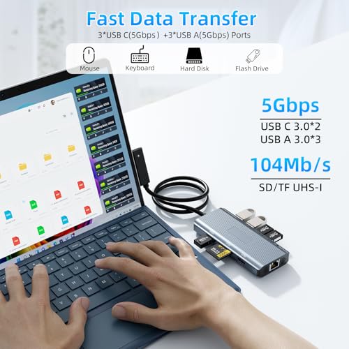 [2025 New] Surface Docking Station- 2 Year Warranty -10 in 1 Surface Dock with HDMI Ethernet SD/TF 5*USB PD, Docking Station for Surface Pro 11/10/9/8/X/7/6/5,Surface Laptop,Surface Book - size: 10