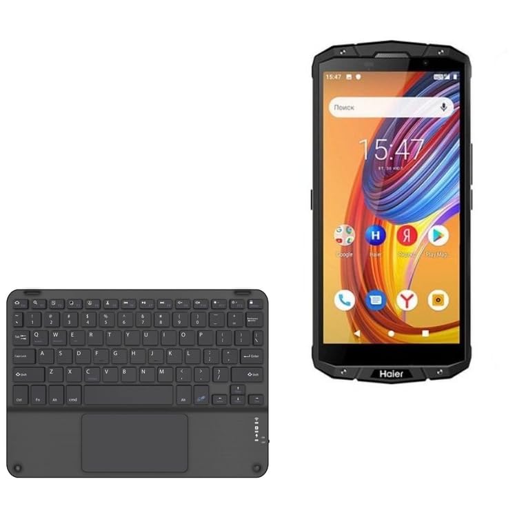 BoxWave Keyboard Compatible with Haier Titan T5 - SlimKeys Bluetooth Keyboard with Trackpad, Portable Slim TouchPad - Jet Black