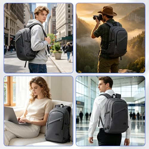 Kono Travel Laptop Backpack with USB Charging Port, Business Anti Theft Slim Sturdy Personal Item Bag, Water Resistant College Computer Daypack for Men & Women Fits 15.6 Inch Notebook, Dark Grey - color: Dark Grey