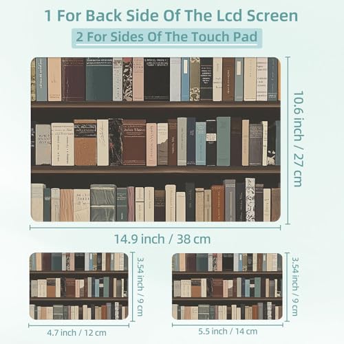 Universal Laptop Skin Decal, 3-Piece Vinyl Protector for 12 13 14 15.6" Notebook, Waterproof Anti-Scratch, Easy Trim & Bubble-Free Finish, Shelf Full of Different Books - color: Shelf Full of Different Books