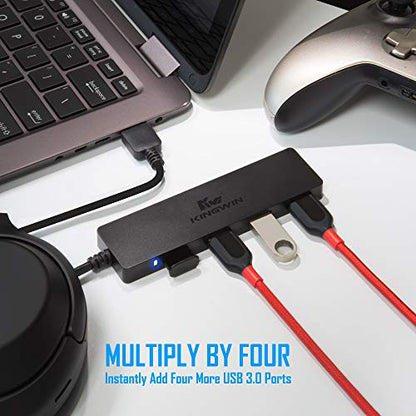 Kingwin USB Hub 4 Port USB 3.0 Data Hub for Mobile SSD, MacBook, Mac Pro/ Mini, iMac, Chromebook, Surface Pro, USB Flash Drives, Notebook PC, XPS, and More [Ultra Slim] - style: USB 3.0