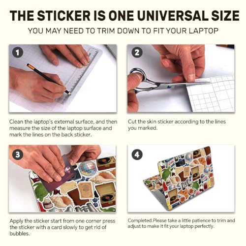 3Pcs Laptop Skin Sticker Decal Vintage PVC Laptop Sticker Fits for 12-16 Inch Notebook Waterproof Scratch Proof Universal Notebook PC Personalized Protector Gift - style: Retro collage