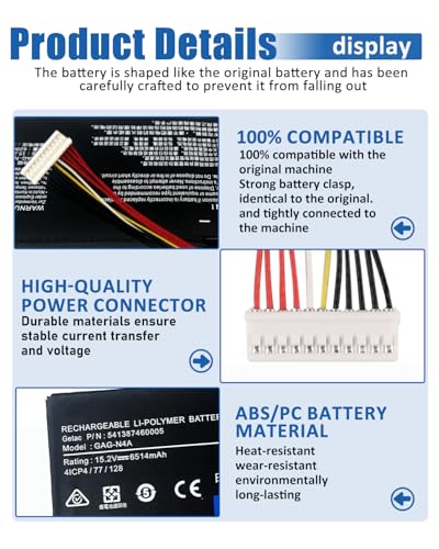99Wh GAG-N4A Battery for Gigabyte Aorus 15 XE5 15X ASF 17 XE4 17X AZF, Aorus 15G KB KC XB XC WB YB YC, Aorus 15P XC XD YD, Aorus 17G YD 17H, Aero 15 OLED XD, Aero 16 XE5 Series - size: 11.02*2.99*0.27 inch GAG-N4A
