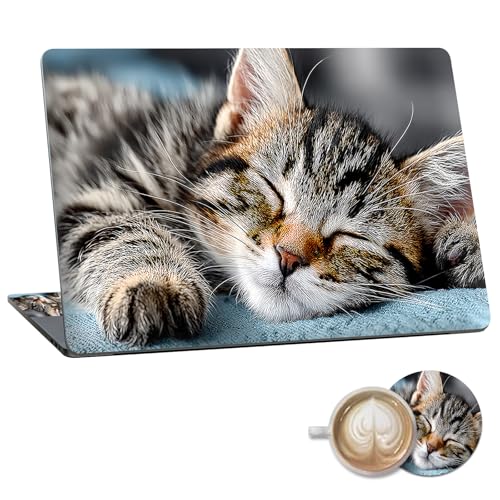 Laptop Skin Sticker Decal 15.6 Inch,12 13 13.3 14 15 15.6 in Laptop Netbook Skins for Notebook,Art Decal Removable Waterproof Scratch Resistant,Universal Vinyl Cover,Cute Sleep Cat - color: Cute Sleep Cat