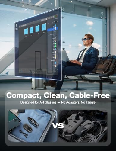 AIMIBO Wireless Display Adapter for AR Glasses, HDMI+USB-C | 5000mAh, 5G 60Hz, AirPlay/Miracast/DLNA for iOS/Android/Windows. Works with XREAL/Viture/RayNeo/Rokid, TV/monitor/projector.