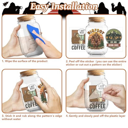 Bigfoot in Forest UV DTF Cup Wraps, 10 Sheets Transfer Sticker | Waterproof UV DTF Stickers, Custom Vinyl Decals for 16oz Coffee Cups Tumblers Bottles Mugs, DIY Gifts & Crafts - style: Bigfoot in Forest