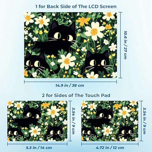 Reusable Universal Laptop Skin Sticker, Cut to Fit for 11.6–15.6 Inch Laptops, Waterproof Protective Film, No-Residue - Cute Black Cats - color: Cute Black Cats
