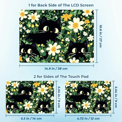 Reusable Universal Laptop Skin Sticker, Cut to Fit for 11.6–15.6 Inch Laptops, Waterproof Protective Film, No-Residue - Cute Black Cats - color: Cute Black Cats
