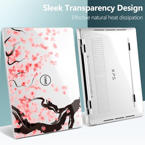 Batianda Pink Cherry Blossoms for Dell XPS 13 Laptop 2024 2025 | Fits Model 9340/9345/9350 13.4" Display, Lightweight Slim Hard Shell Protection for Girls, Students and Cherry Blossom Lovers - color: Cherry blossoms
