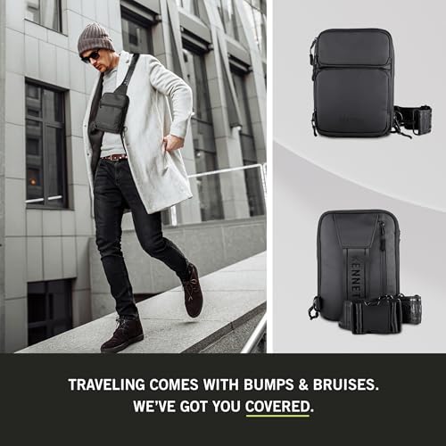 Kenneth Cole REACTION Ryder Coated Polyester Tech Crossbody Bag, Black - style: Crossbody