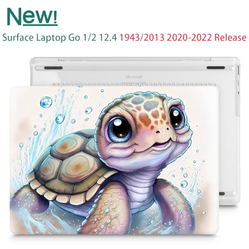 Mektron Surface Laptop Go 12.4 inch Case Compatible with Go 3/2/1 Microsoft Surface Laptop 12.4" Cover 2023-2020 Releases Model 1943/2013 Plastic Hard Shell Case with Screen Protector, Cute Turtle - color: Cute Turtle
