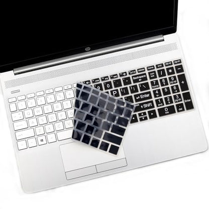 2PCS Keyboard Cover with Large Letters for HP Laptop 15.6 15-dy 15-dw 15-bw 15-bf 15-bs 15-cb 15-cc 15-cd 15-cs 15-da 15-ef Series, HP Envy 17.3 17-by 17-bs 17-ca Series - color: Large Letters Black+Clear