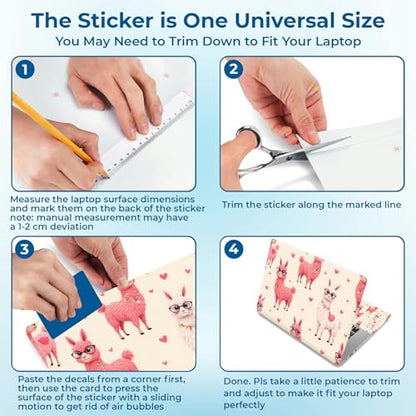 Reusable Universal Laptop Skin Sticker, Cut to Fit for 11.6–15.6 Inch Laptops, Waterproof Protective Film, No-Residue - Pink Llama - color: Pink Llama