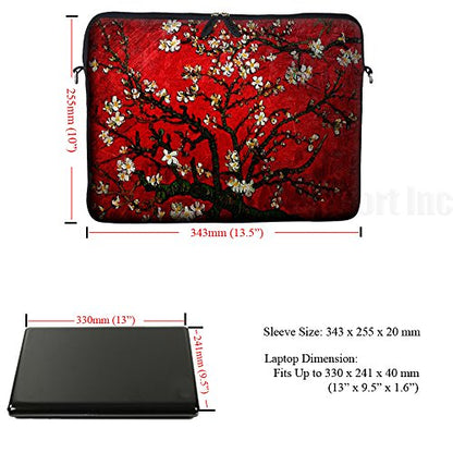 13.3 Inch Neoprene Laptop Sleeve Bag Carrying Case with Hidden Handle Design Compatible with MacBook Air Ultrabook, Chromebook - Cherry Blossoming - color: 3003, size: 13 - 13.3 Inch