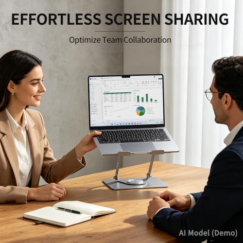 ALASHI Laptop Stand for Desk with 360° Rotating Base, Multi-Angle Adjustable Laptop Stands, Foldable Laptop Riser Compatible with 10 to 17 Inches PC Computer, Silver - color: B-Silver
