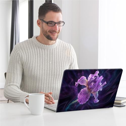 Universal Laptop Skin, DIY Cut-to-Fit Vinyl Cover Compatible with HP, Dell, Lenovo, Mac (13.3" to 15.6"), Anti-Scratch, No Residue & Bubble-Free Protective Decal Sticker, Galaxy Iris Flower - color: Galaxy Iris Flower