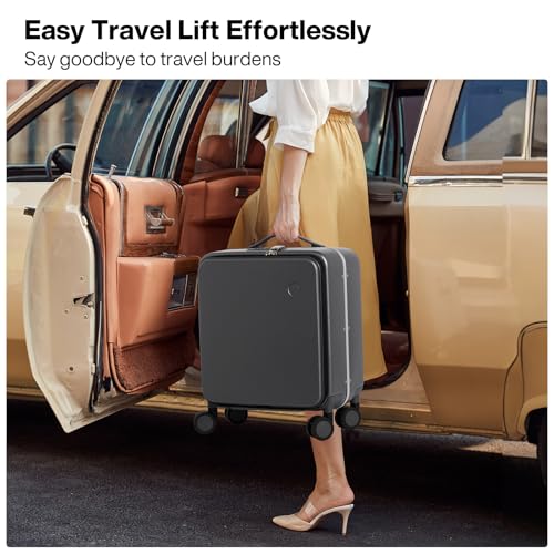 mixi 17x14x9 Carry On Luggage Underseat PC Hard Shell Suitcase Top Opening Aluminum Frame Travel Suitcases with Wheels, Rock Gray - color: Rock Gray, size: 17x14x9 Inch