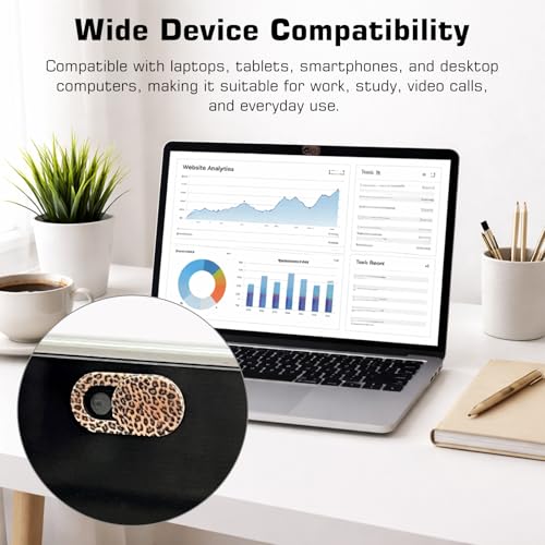 Leopard Print Webcam Cover Slide, Stylish Camera Privacy Blocker for Laptops, Phones & Tablets, Ultra-Thin Multi-Color Webcam Protection Stickers(10PCS,Mutilcolor) ﻿