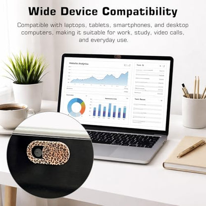 Leopard Print Webcam Cover Slide, Stylish Camera Privacy Blocker for Laptops, Phones & Tablets, Ultra-Thin Multi-Color Webcam Protection Stickers(10PCS,Mutilcolor) ﻿