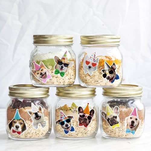 CNhoqc Puppy Birthday Sticker Rolls - 1000 Pcs Realistic Birthday Dog Hat Waterproof Vinyl Reusable Laptop Animal Stickers Self-Adhesive Scrapbook Water Bottle Greeting Cards Party Supplies Skateboard - style: Realistic Puppy Birthday