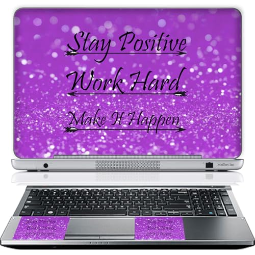 14 Inch Laptop Skin Sticker Cover Premium Sticker Cover Art Decal Decorative (Included 2 Wrist Pad Skins) - Purple Stay Positive - color: 3701, size: 14 Inch