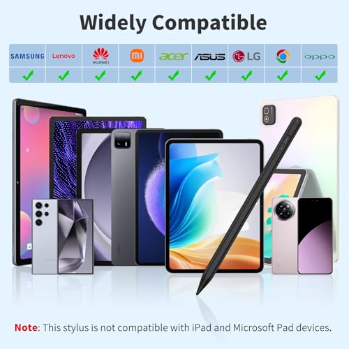 COO Universal Active Stylus Pen for iOS, Android & Samsung Touch Screens | Smart Digital Stylus for Lenovo/Vivo/Mi/HUAWEI Tablets, iPhone/Samsung/Pixel Phones for Drawing, Black - color: Black