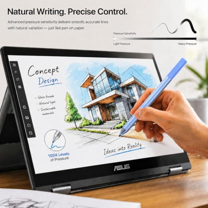 tesha Active Pen for ASUS ZenBook Vivobook, No Pairing, 2500Hr Battery | For ASUS ProArt ROG Flow ExpertBook, Palm Rejection, 1024 Pressure, Dual Buttons, Replaces SA201H SA203H for Students Doers - color: Blue