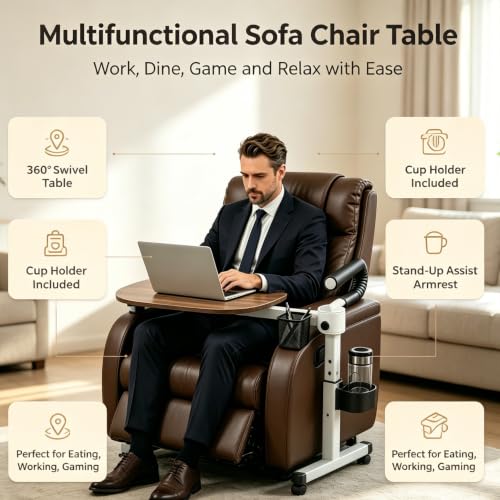 Auxiliary Standing Tray Table, 9-speed black 360 ° rotating TV table and Height Adjustable Rotating TV and Laptop Table, Ergonomic Auxiliary Safety Standing Handle, aid Standing Independent Living - color: Black, size: Armrest TV 360° Table