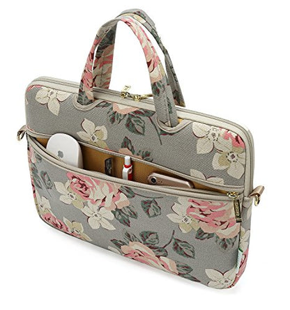 White Rose Patten water resistant Laptop Shoulder Messenger Bag Case Sleeve for 14 Inch 14.1 Inch Laptop,Laptop Briefcase - color: White Rose, size: 14-14.1 Inch