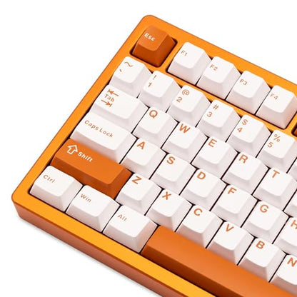 KEEBMONKEY WOBKEY Rainy 75 Aluminum HMX/JWK Switches Mechanical Keyboard with Superior Acoustics, Wired, BT, 2.4G Wireless Connectivity (Pro Orange(Mirrored Glass Weight)) - style: Pro Orange(Mirrored Glass Weight)