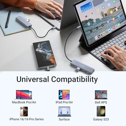 UGREEN USB C to USB A Hub, 4xUSB 3.0 Ports, 5Gbps Data Transfer,0.5ft Cable | USB-C 5V/2A Power Port for Laptop, MacBook Pro/Air, Mac Mini M4, iMac, iPad Pro, Chromebook, Dell XPS, Galaxy S23, and More - size: 0.5 FT