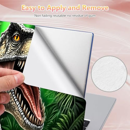Laptop Skin Sticker Decal 12" 13" 13.3" 14" 15" 15.6",Waterproof Scratch Resistant Vinyl,Reusable Easy to Apply,for MacBook HP Dell Notebooks Netbooks Laptop,2 Wrist Pads,Dinosaur Green Forest - color: Dinosaur Green Forest