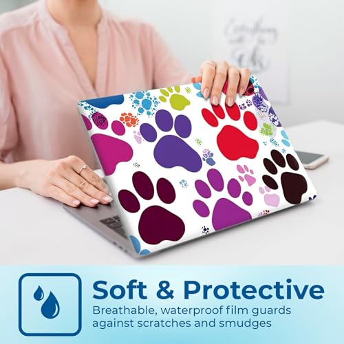 Reusable Universal Laptop Skin Sticker, Cut to Fit for 11.6–15.6 Inch Laptops, Waterproof Protective Film, No-Residue - Colorful Dog Paws - color: Colorful Dog Paws