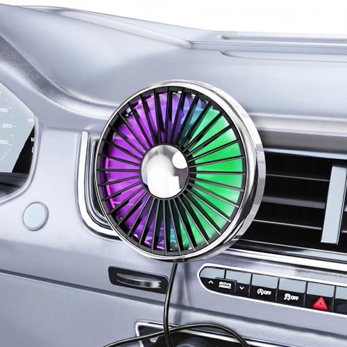 USB Car Fan for Air Vent, 360°Rotatable Clip On Cooling Fan with LED Light, Portable Vehicle Fan for Backseat, Truck, SUV, RV, Quiet Car Vent Fan for Summer Travel, Car Seat Cooling Fan,Silver - color: Silver