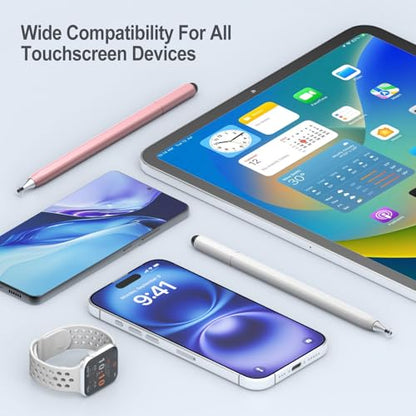 Stylus Pen for Touchscreen, 2 in 1 Stylus for Apple iPhone iPad Pro Android Tablets Chromebook All Universal Touch Screens (Rose Gold/Silver) - color: Rose Gold/Silver