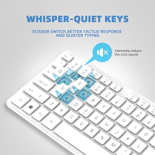 Wired USB Keyboard, Comfortable Quiet Chocolate Keys, Durable Ultra-Slim Computer Keyboard Wired(QWERTY) for PC, Windows 11/10/8/7/XP/Vista KB1430 (White, Wired Keyboard for Windows) - color: White