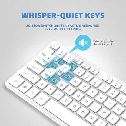 Wired USB Keyboard, Comfortable Quiet Chocolate Keys, Durable Ultra-Slim Computer Keyboard Wired(QWERTY) for PC, Windows 11/10/8/7/XP/Vista KB1430 (White, Wired Keyboard for Windows) - color: White