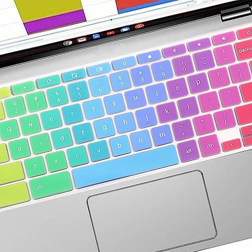 Keyboard Cover for ASUS Chromebook CX1 CR1 CX1100 CX1101 CX1102 CX1400, Chromebook C523NA C434 C433 C433TA C425TA C423 C403 C302 C302CA C223 C214 11.6" 14"(NOT FIT C436 C434 CX1700 CX3 CX34 CX5 CX9) - color: Rainbow