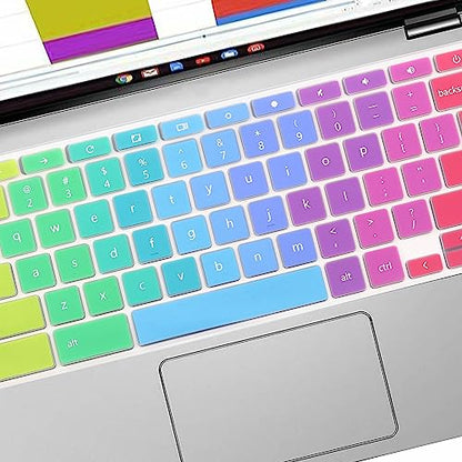 Keyboard Cover for ASUS Chromebook CX1 CR1 CX1100 CX1101 CX1102 CX1400, Chromebook C523NA C434 C433 C433TA C425TA C423 C403 C302 C302CA C223 C214 11.6" 14"(NOT FIT C436 C434 CX1700 CX3 CX34 CX5 CX9) - color: Rainbow