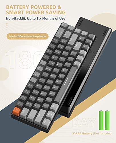 ZIYOU LANG RK68 60% Wireless Mechanical Keyboard, Bluetooth 5.0/2.4Ghz Dual Mode 2-in-1 USB-C Receiver Mini Mechanical Keyboard, Hot Swappable Red Switch Gaming Keyboard for PC/MAC/Laptops - color: Dark gray/Red Switch