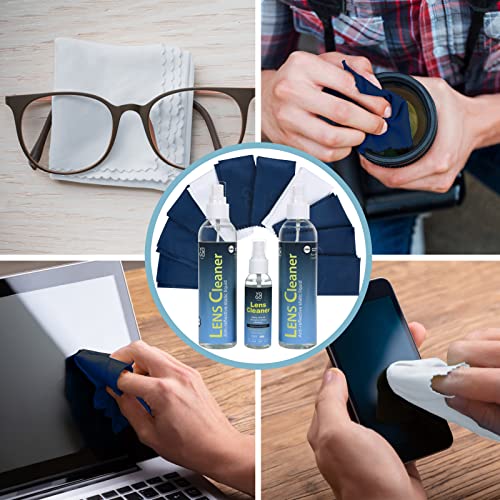 Lens Cleaner Spray 2 Eyeglass Cleaner Bottels, with 4 Microfiber Cloths Kit Ammonia and Streak Free Safe for Eyewear and Electronics - size: 6 Piece Set