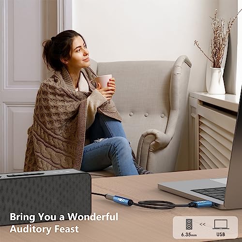 MillSO USB to 1/4 Jack Audio Adapter Type-A to 6.35mm Female TRS Headphone Aux Adapter Stereo USB External Sound Card for Laptop, PC, Amplifier, Speaker, 6.35mm Headphone - style: USB-A Male to 1/4 Female